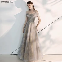 luxury tulle princess evening dress strapless back floor length off shoulder sexy prom party dress women formal dresses