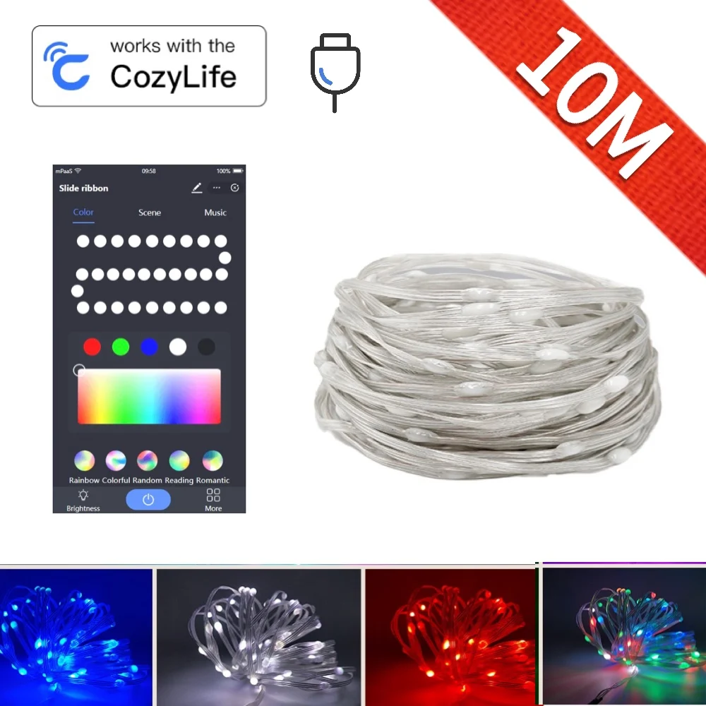 

CozyLife BLE USB RGB гирлянды 5 в 10 м 5 м водостойкие светодиодные гирлянды с дистанционным управлением для рождественской свадебной вечеринки