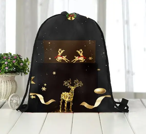 

Christmas Drawstring Bags Backpack Wrapping Gift Bag Santa Goody Treat Bags Sports Pouch Party Favors Customize logo