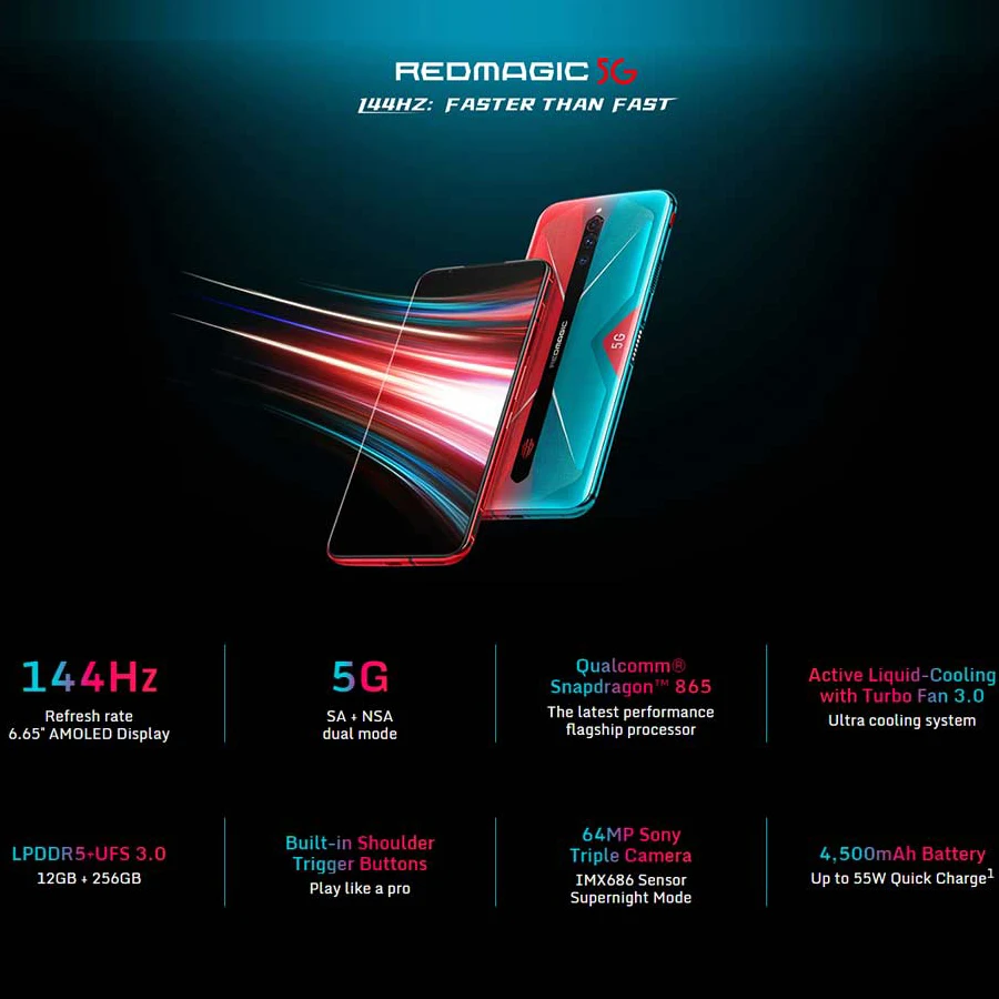 Новая версия ЕС ZTE Nubia красный Магия 5G мобильный телефон 6 65 &quot8/12 Гб Оперативная