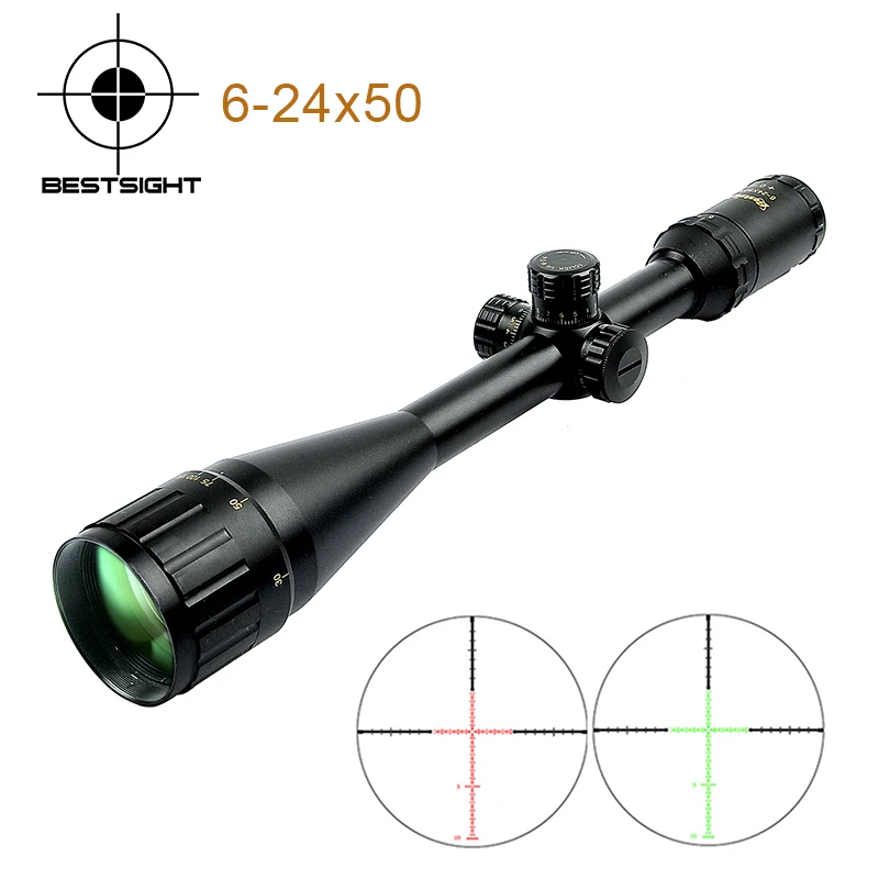 BESTSIGHT Тактический 6 24x50 Золотой охотничий прицел с зеленой красной точечной