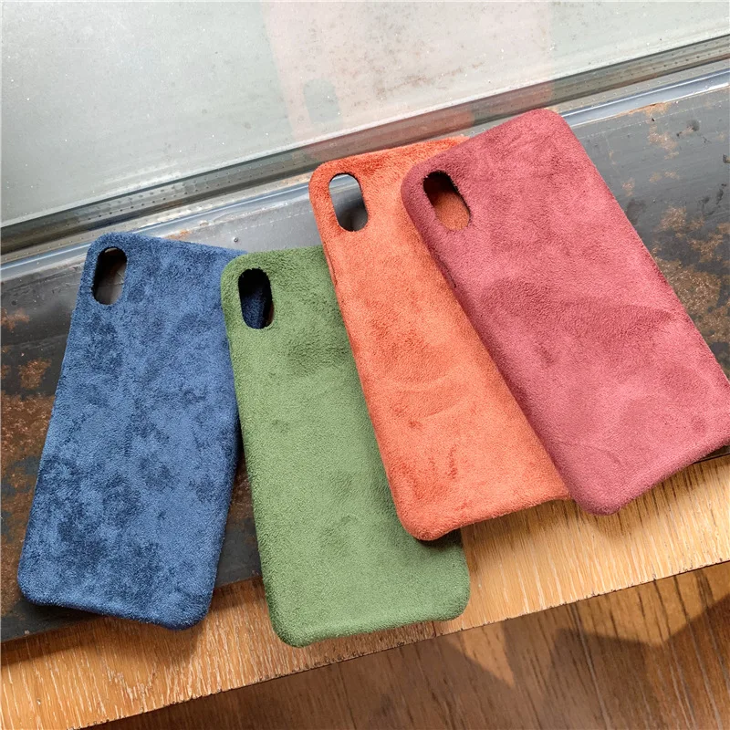 Winter Warm Plush Phone Case For iPhone 7 8 Plus 11 Pro X XR XS Max Furry Cloth Plain Soft PU Back Cover |