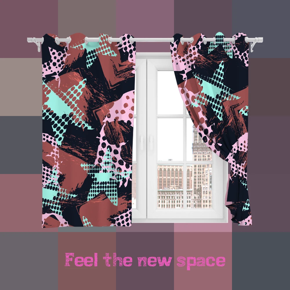 

Perforated Hook 3D Blackout Curtains Dark Fantasy Modern Custom Full Blackout Sunscreen Windows Bedroom Living Room Decoration