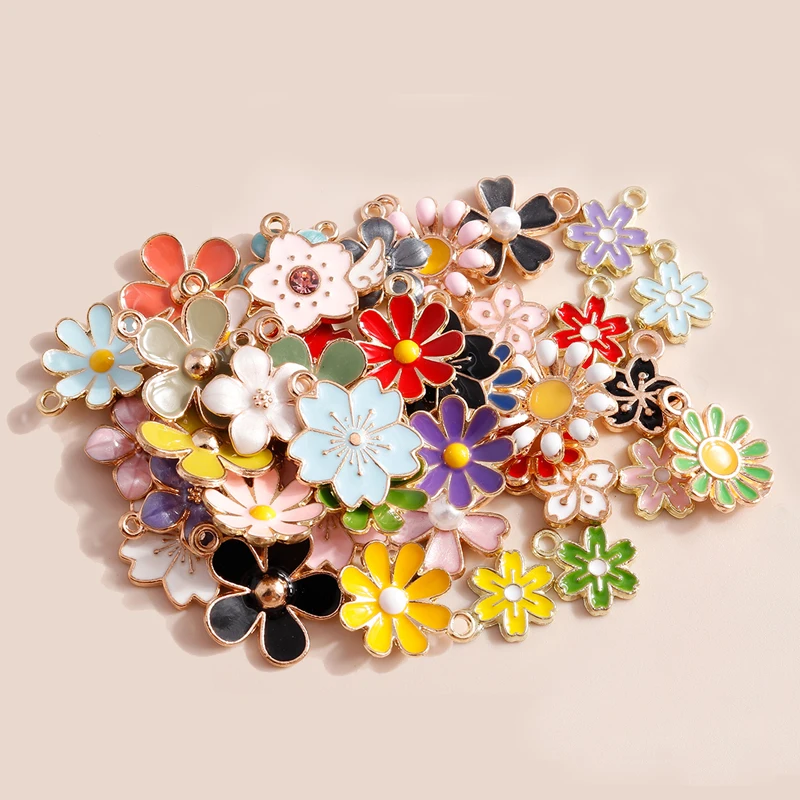 

10pcs Cute Enamel Sakaru Daisy Flowers Charms Pendants for Necklace Bracelet Earring DIY Jewelry Making Accessories Findings