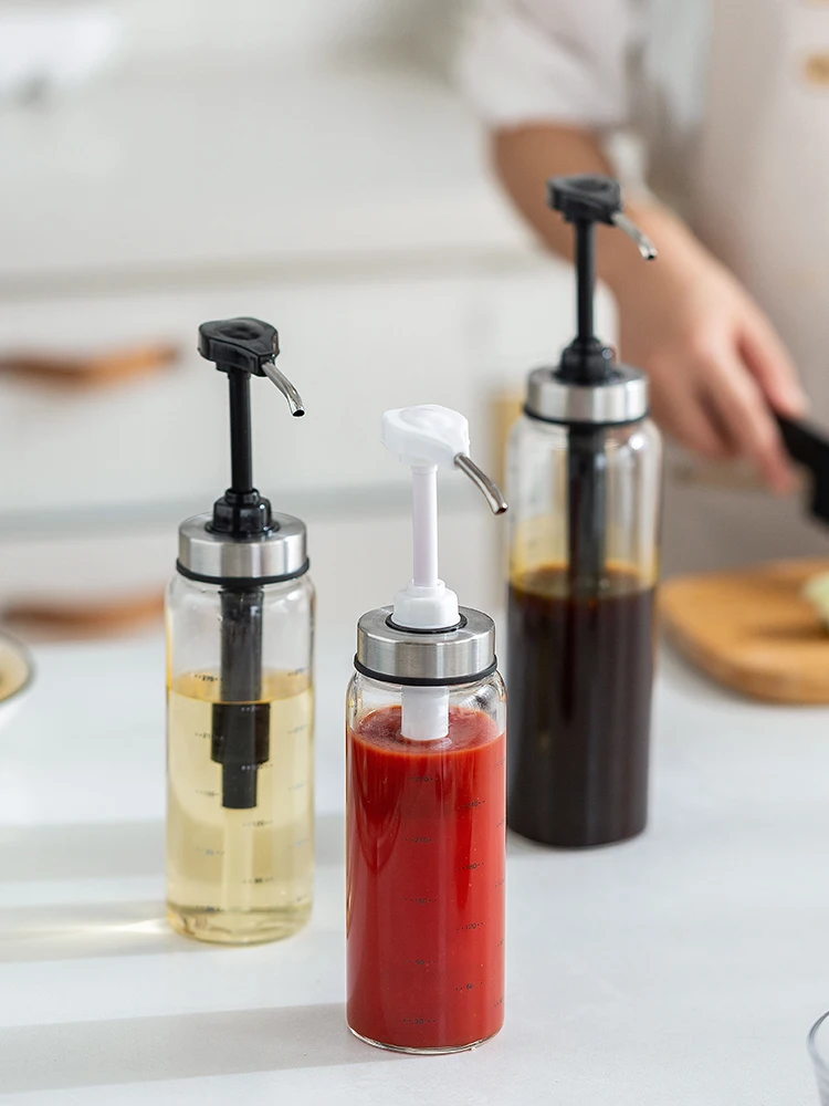 Прозрачная стеклянная бутылка для приправ банка устричного соуса бытовая