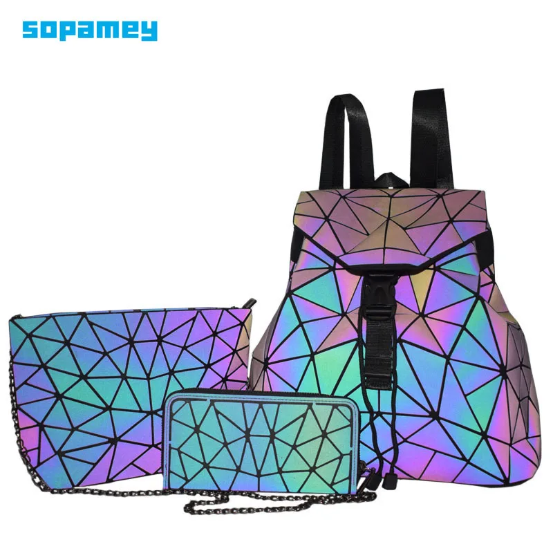 2021 Новый Для женщин рюкзак школьный портфель Складная светящаяся сумка через
