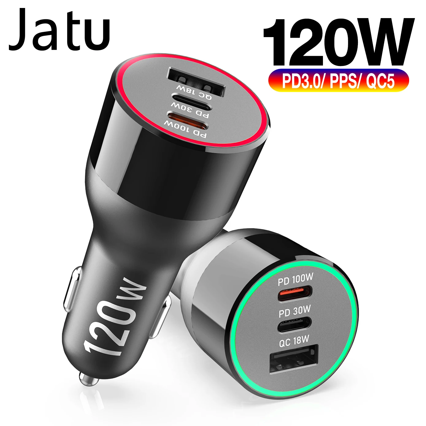 

USB C Car Charger 3 Port PD100W Fast Charging PPS FCP Qualcomm For Macbook IPhone13 /12/11 Por Max Huawei Xiaomi Mobile Phone