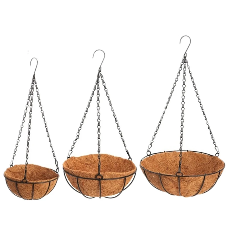 

3Pc Idyllic Coconut Palm Hanging Basket Cafe Wall Top Small Fresh Ornaments Flower Shop Wall Creative Flower Pot