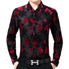 Мужская бархатная рубашка с цветочным принтом, весна 2020