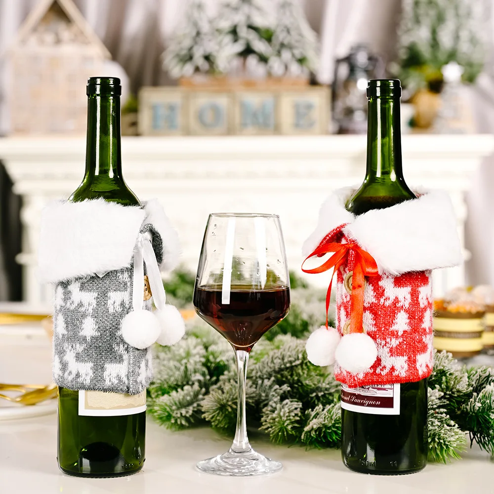 

New Christmas Decorations Christmas Wine Bottle Set Home Hotel Living Room Dining Table Decoration Christmas Gift Decoration