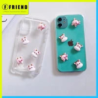 cute 3d relief cow animal atransparent phone cover for iphone 11 12 mini pro max 7 8p xs xr silicone shockproof girl phone cases