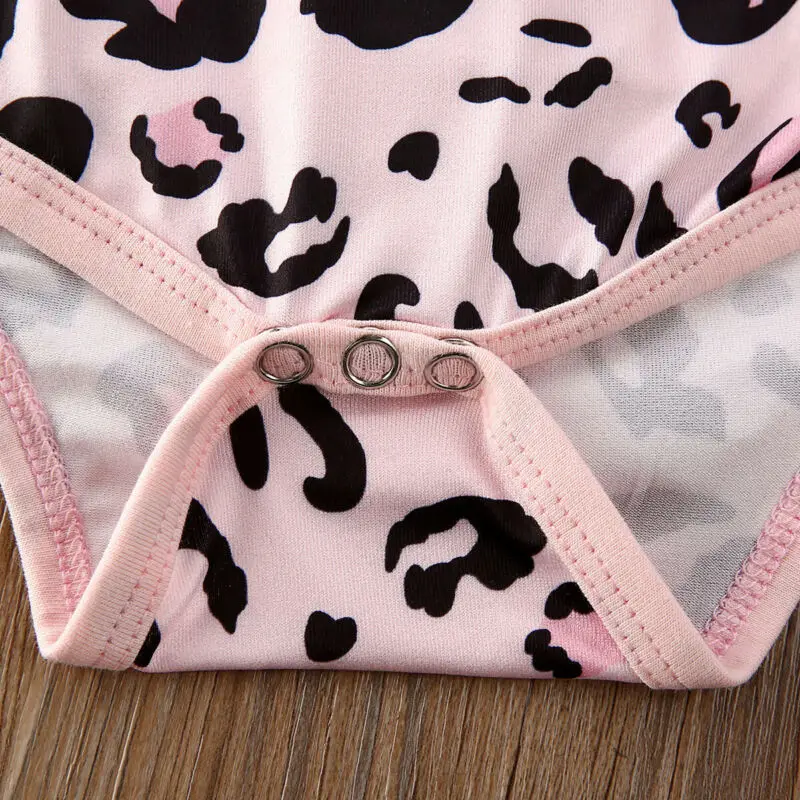 

Goocheer Summer Newborn Baby Girls Sleeveless Patchwork Gauze Leopard Printed Dress Romper Jumpsuit Costumes Outfit Clothes