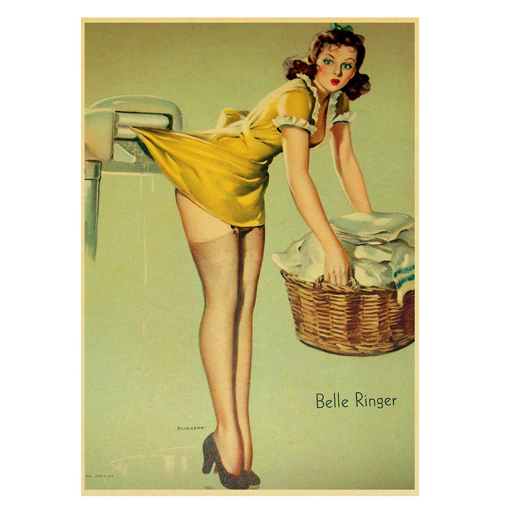 Коллекция сексуальных девушек ретро постер из крафт бумаги с принтом