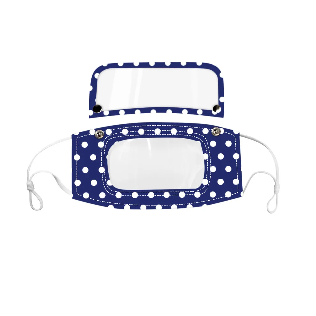 

7PCS Dot Clear Expression Lip Reading Face Kids Mask with Detachable Eye Shield Child Mouth-muffle For Children Fashion Masks