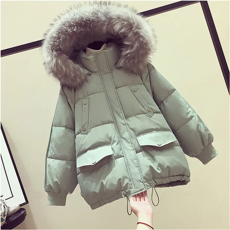 

Fashion new winter warm cotton coat high quality vertical Parkas women's short thick loose casual parka coat jacket woman