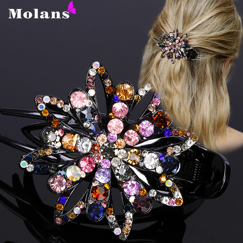 

Женские Стразы MOLANS, цветные заколки для волос с цветком бриллианта, пластиковые заколки, модные простые акриловые заколки, аксессуары для в...