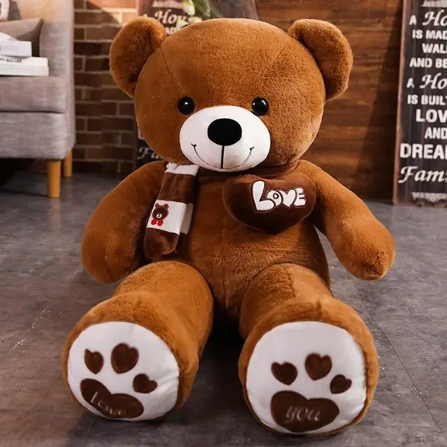

100Cm Teddy Bear with Scarf Stuffed Animals Bear Plush Dolls Toys Doll Pillow Kids Cute Birthday Baby Huggable High Quality Gift