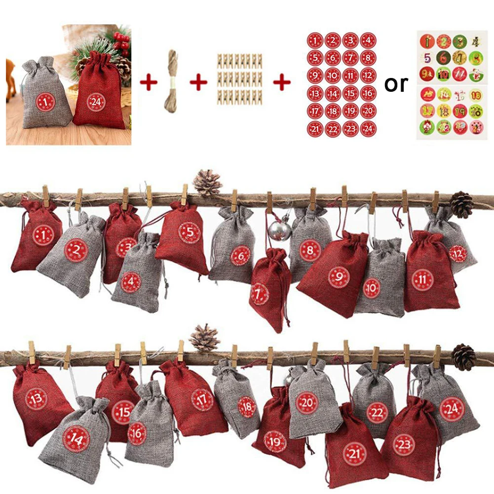 

24Pieces Gift Bags Christmas Colorful Candy Bundle Bags Holiday design