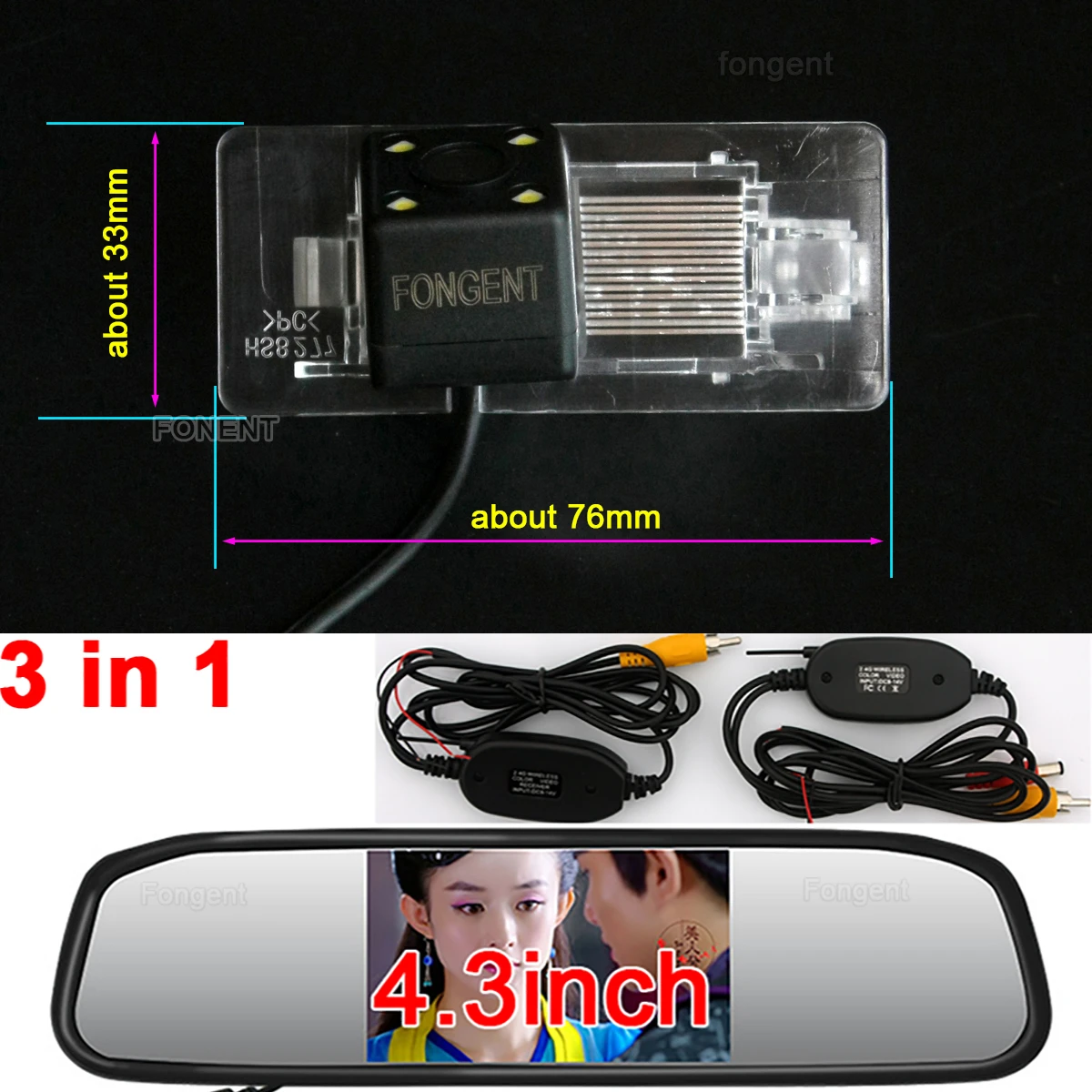 8277-H1-43-AV HD Автомобильный CCD резервный монитор камеры заднего вида для VW ПАССАТ сагитар Gran Lavida Jetta Skoda Yeti Rapid spaceback Superb 13/15 - Название цвета: 8277-H1-43-AV