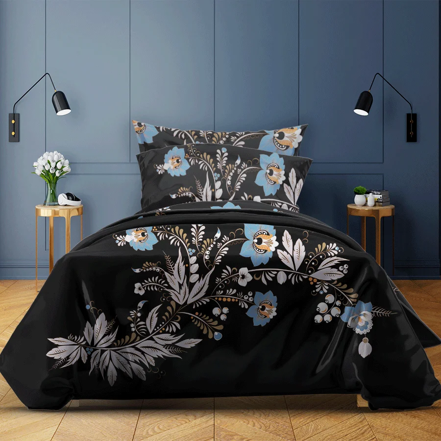 

Home Textile Luxury Black Duvet Cover 220x240 PillowCase Royal Bed Linen Euro 2 Cotton Set King Queen Twin For Housse De Couett