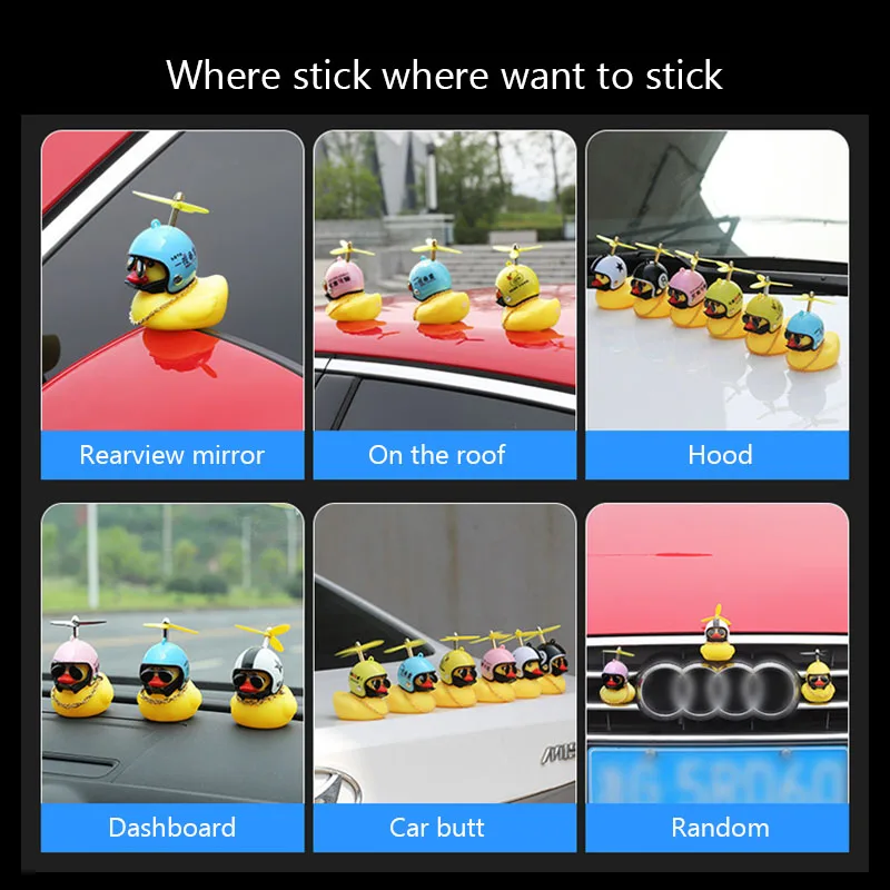 

1pc Lovely Duck In The Car Ornament Auto Accessories Interior Car Dashboard Toy With Helmet And Chain Car Accessories