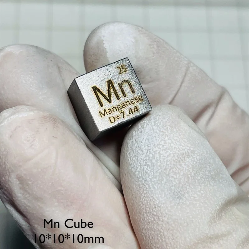 

99.7% Pure Manganese Mn10mm Cube Carved Element Periodic Table