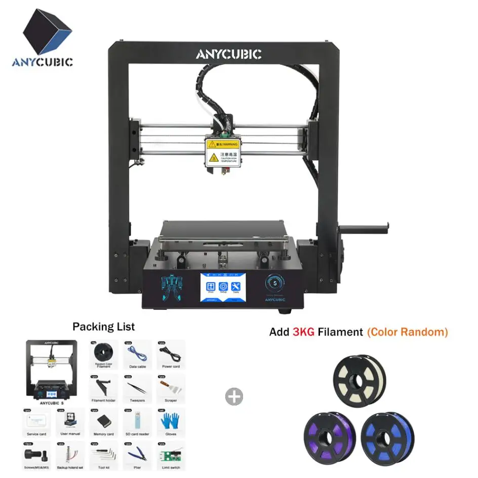 Mega-S Add 3kg Anycubic Mega-S 3d принтер Полностью металлическая рама модернизированная промышленная Высокая точность Impresora 3d нить - Цвет: Mega-S Add 3kg