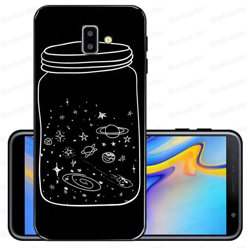 Черный чехол с белой Луной и звездами космонавта аксессуары для телефонов samsung