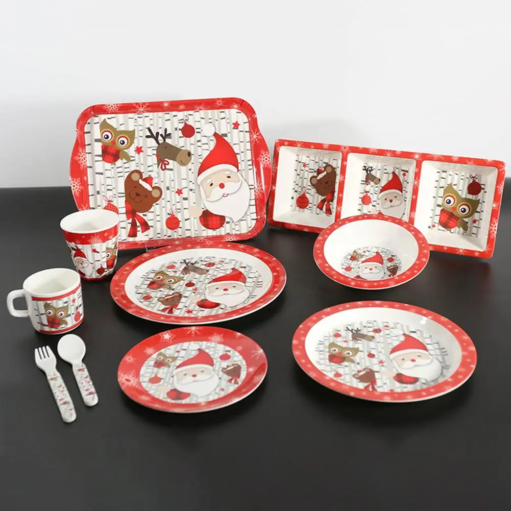 10 шт. Детские комплекты посуды Рождественский дизайн Санта Клауса миска для