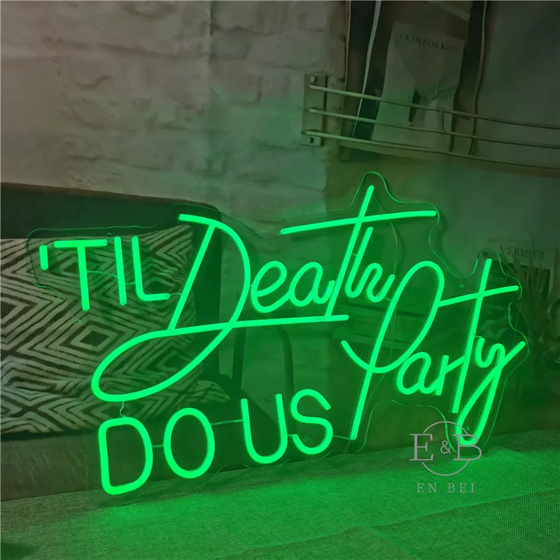 

Til Death Do Us Party Neon Lamp Illuminate Wedding Wall Art Letter Logo Design Home Bar LED Light Personalized Signs