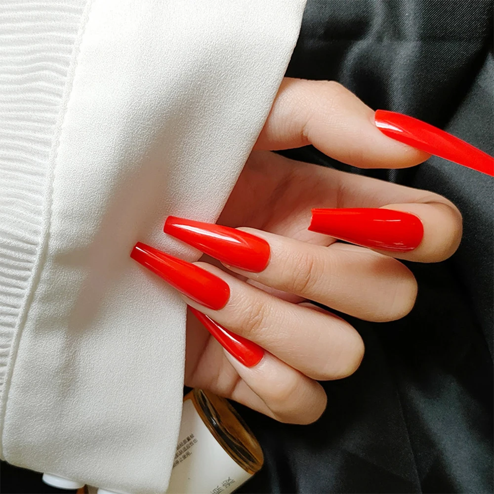 

20Pcs Full Cover Fake Nails Wearable Long Coffin Ballerina Press on Art Nail Tips with Glue Fashion Design False Nail