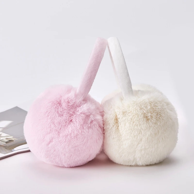 Симпатичные новые меховые однотонные женские наушники осенне-зимние теплые