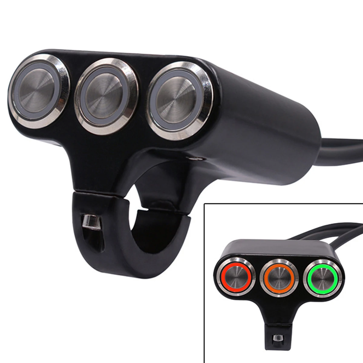

Motorcycle Handlebar Switches 3 Button Switch Fog Light Horn Power Start Switch with Indicator Light Motorcycle Handlebar