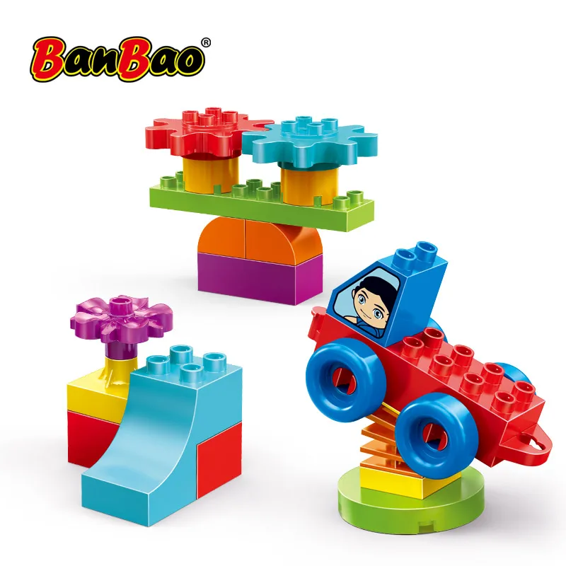 

BanBao Gift Series Happy farm Zoo Animal Amusement Park Puzzle Big Particles Creative Assembling Toy for Baby Children