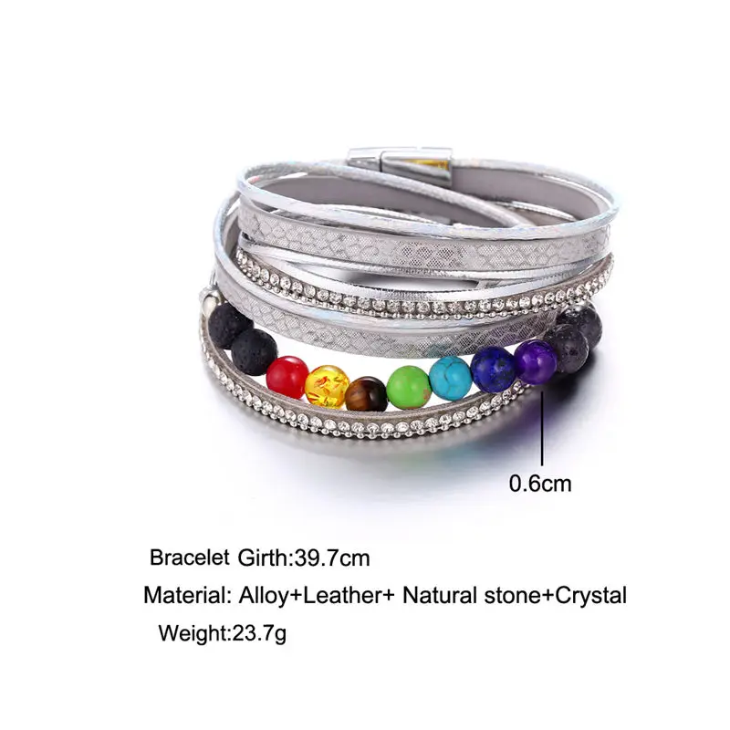 Женский кожаный браслет IF ME 7 браслеты из бусин белые цветные с лечебными камнями