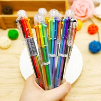 creative cute cartoon multi color ballpoint pen multi function press color personalized oil pen stationery 6 color pen