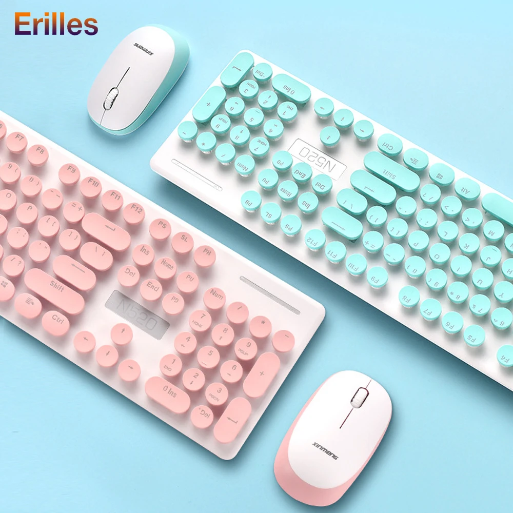 2 4G Беспроводная клавиатура и мышь Combos розовый женский домашний офис ПК