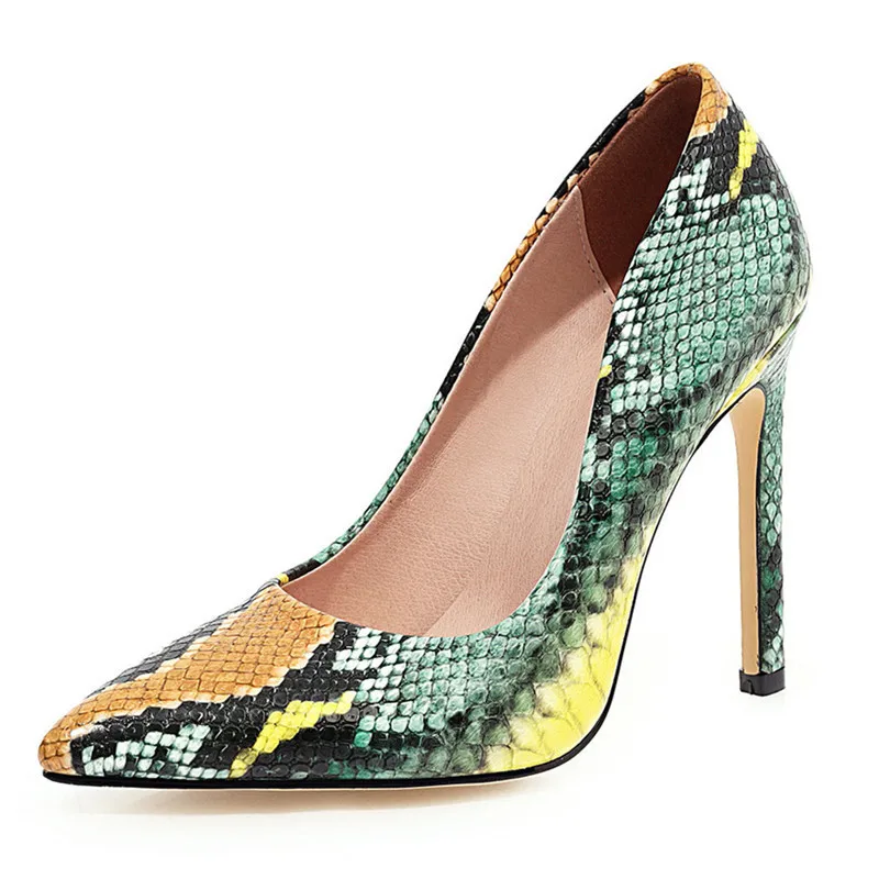 

Snake Print Pointed Toe Pumps Women Shoes High Heel Stiletto Heels Spring Brand Designer Sexy Ladies Shoes Plus Size 43 44 45 46