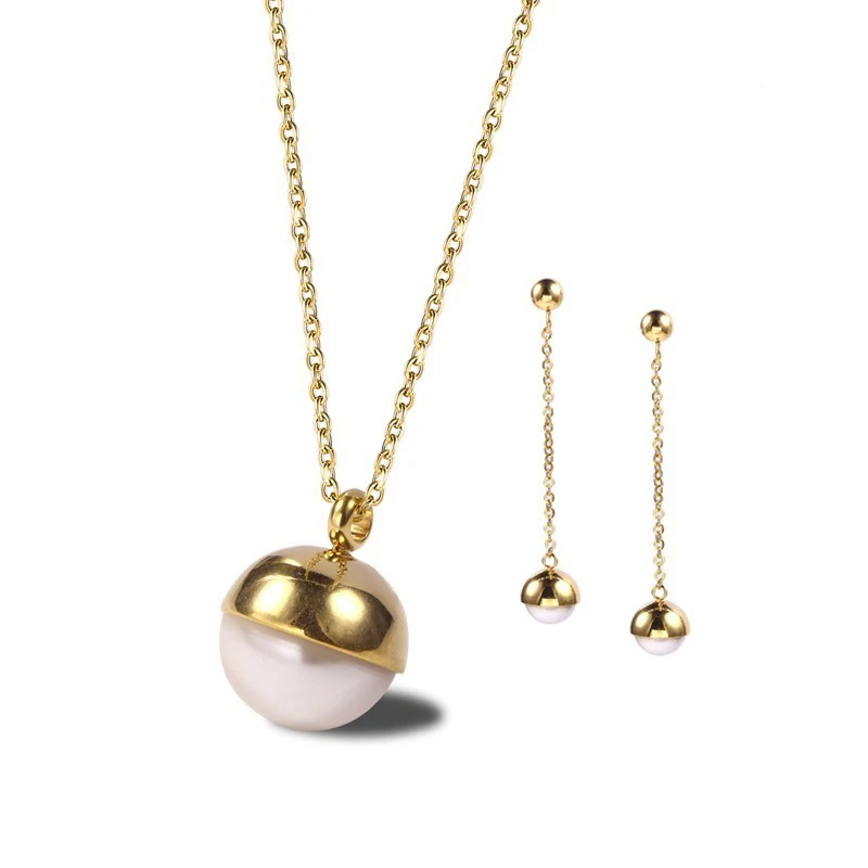 RIR минималистичные бусы жемчужное ожерелье с висячими серьгами золото