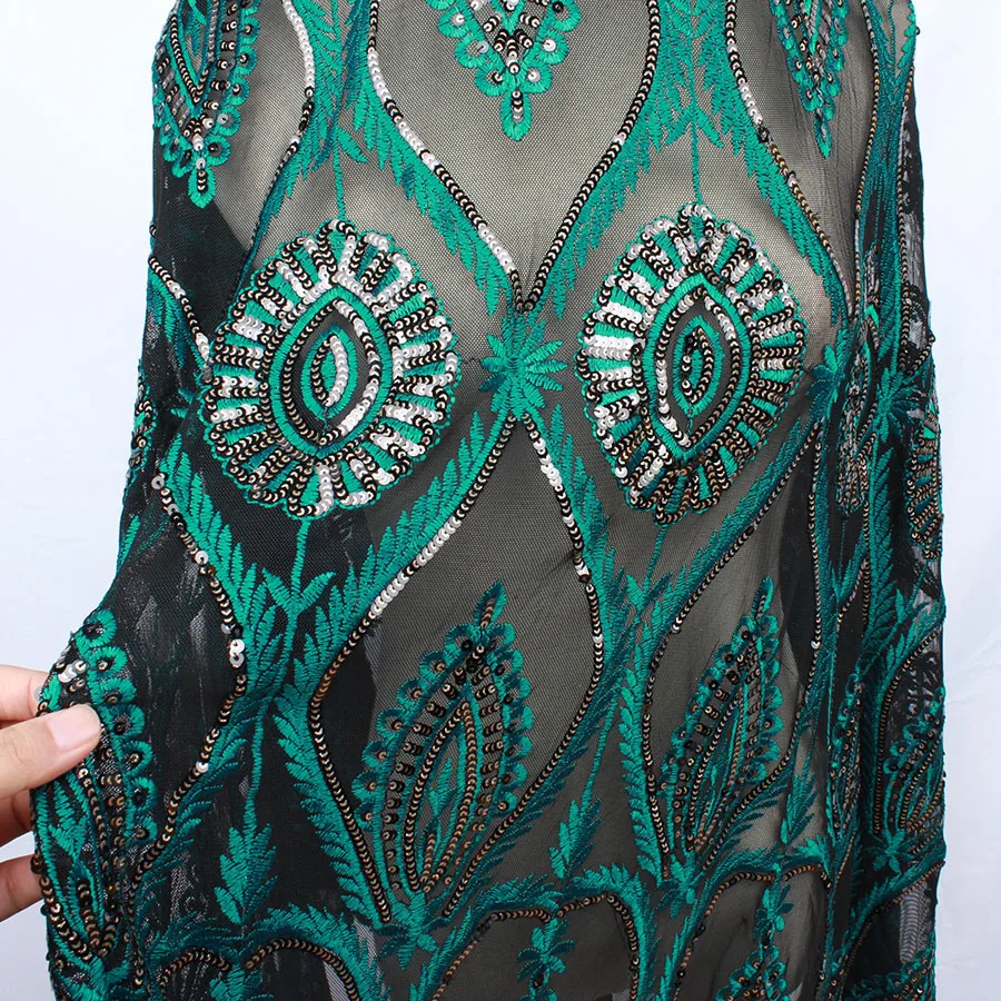 Королевские цветы блестки на сеточку Африка кружева вышитые свадебные Evinging шоу