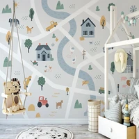 custom mural wallpaper nordic ins hand drawn cartoon house road car childrens room background wall painting papel de parede 3 d