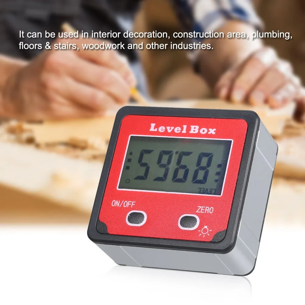 

Digital Display Level Box Angle Gauge Digital Inclinometer Aluminum Alloy Shell Electronic Protractor Backlight Measuring Range