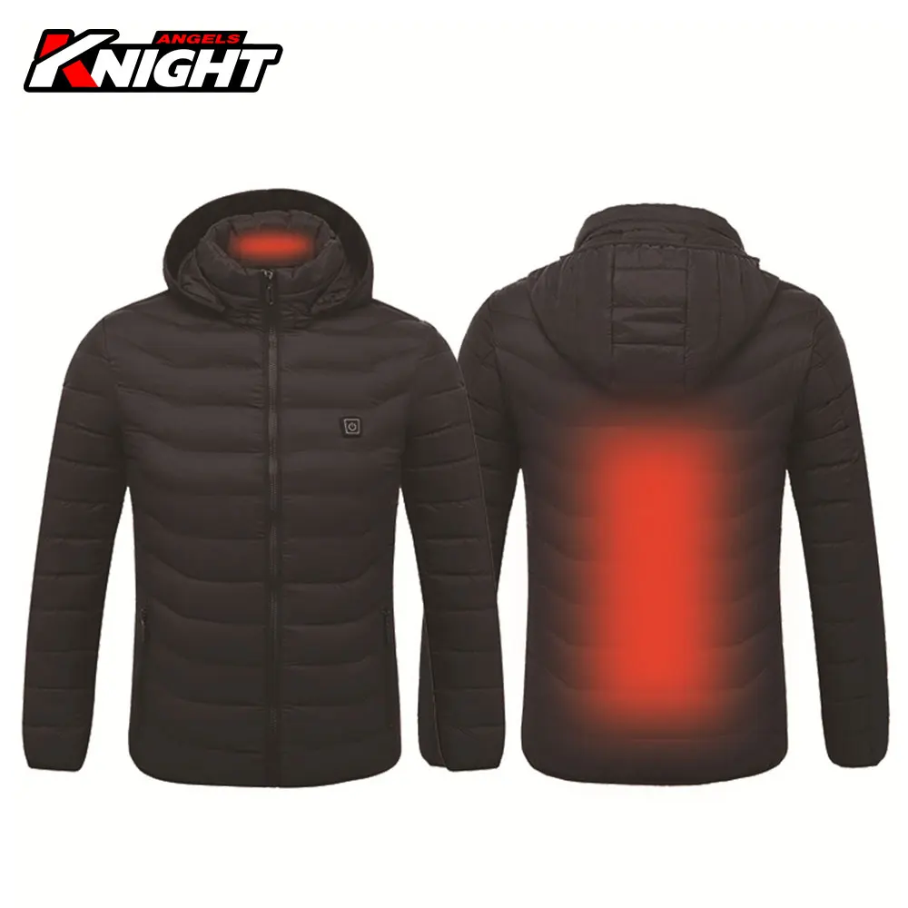 Мужская мотоциклетная куртка с инфракрасным подогревом теплая капюшоном для