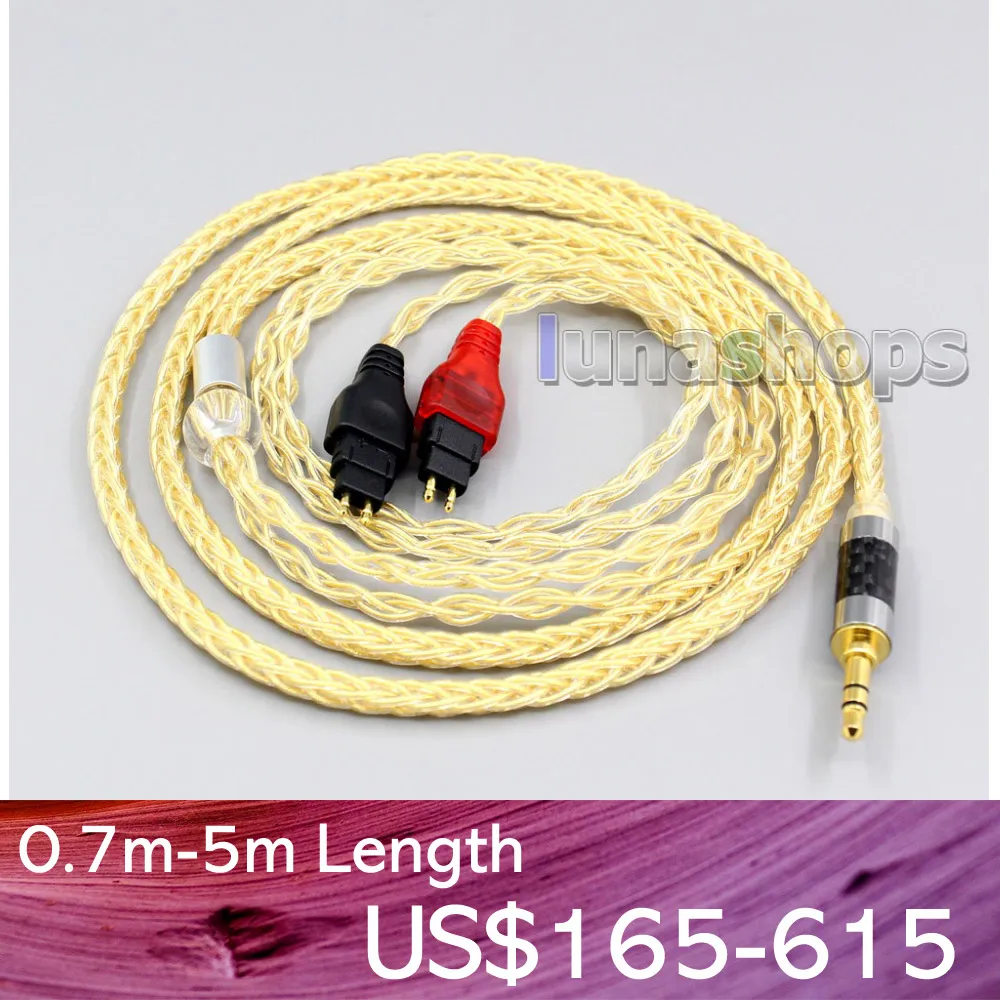 

LN006491 6.5mm 8 Cores 99% Pure Silver + Gold Plated Earphone Cable For Sennheiser HD580 HD600 HD650 HDxxx HD660S HD58x HD6xx