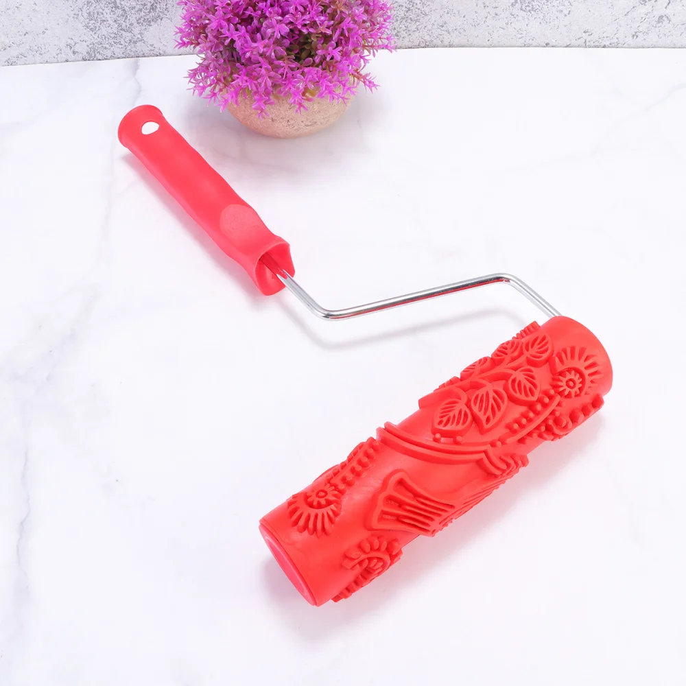 

Lovely Birds Pattern Grain Printing Roller Paint Wallpaper Roller Soft Head Paint Brush Wall Pattern Tool(Red)