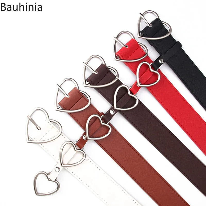

Best Women belt Fashion Artificial leather Metal Heart Pin Buckle belt Party Dress Decor Waistband Women belt size 105 cm