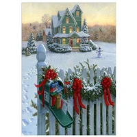 5d snow scenery winter house full square round diy diamond painting diamond embroidery mosaic cross stitch christmas gift