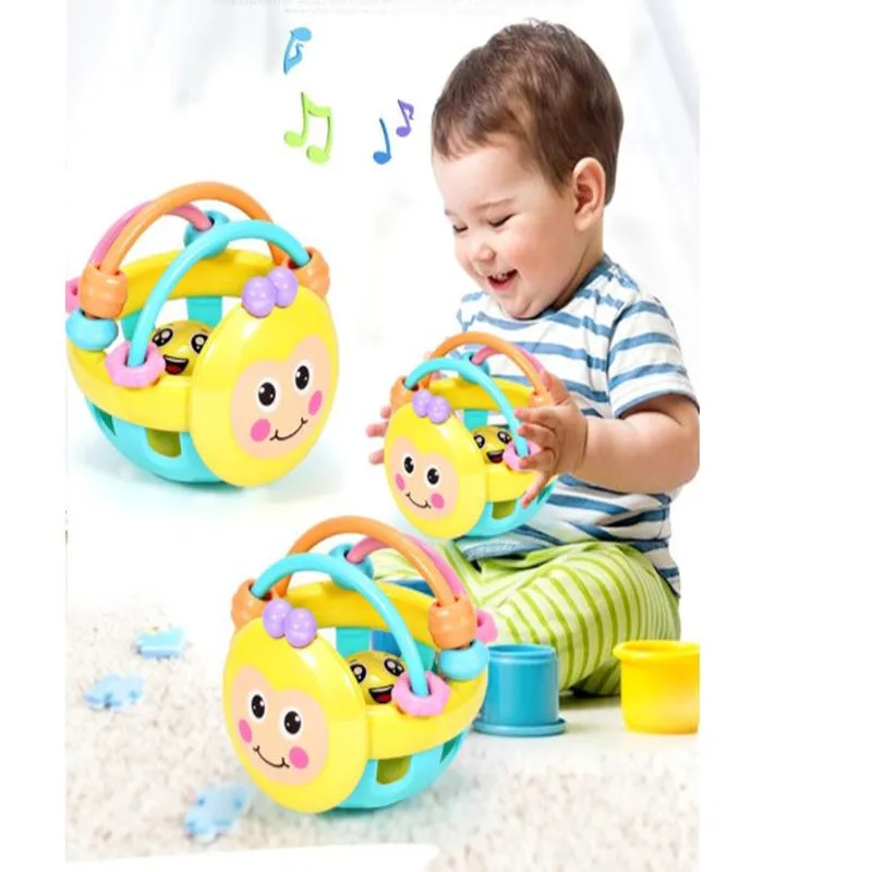 Мягкая резина Beckham мультфильм пчела ручные барабаны погремушка гантели Дети