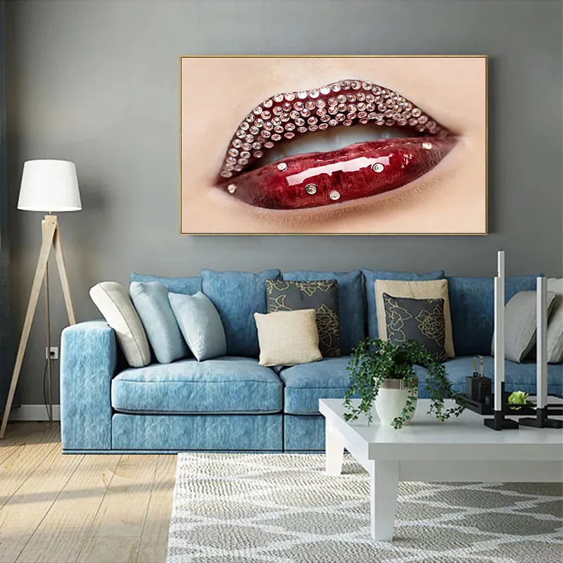 Современный домашний декор для губ скандинавский Картина на холсте настенные