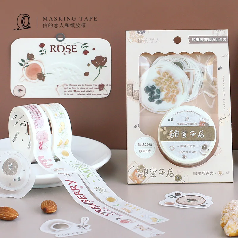 Цветы Растения персик Васи клейкая лента DIY Скрапбукинг наклейка этикетка